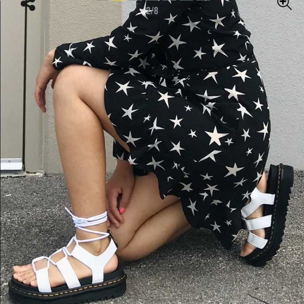 New Dr Martens Nartilla Leather Gladiator Sandals White Size 8